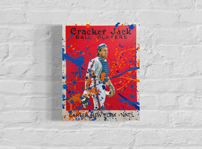 Gary Carter Cracker Jack, 2022. 1/1 Original Art on 11X14 Wood Panel