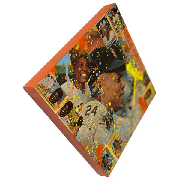 Willie Mays 1/1 Original 12X12 Mixed Media on Wood Panel