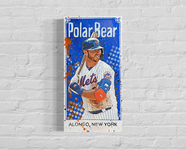 Pete Alonso T206 Polar Bear, 2022. Original 1/1 Art on 12x24x1.5in canvas.