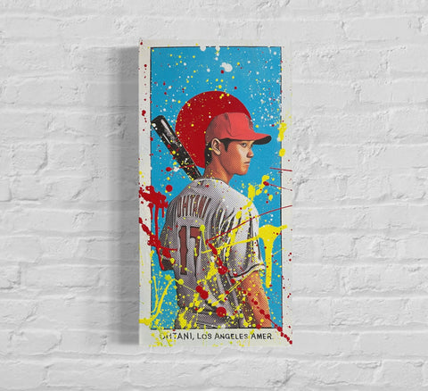 Shohei Ohtani T206, 2022. Original 1/1 Mixed Media on 12x24x1.5in Canvas