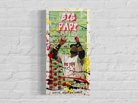 David Ortiz T206, 2022. Original 1/1 Art on 12x24x1.5in canvas.