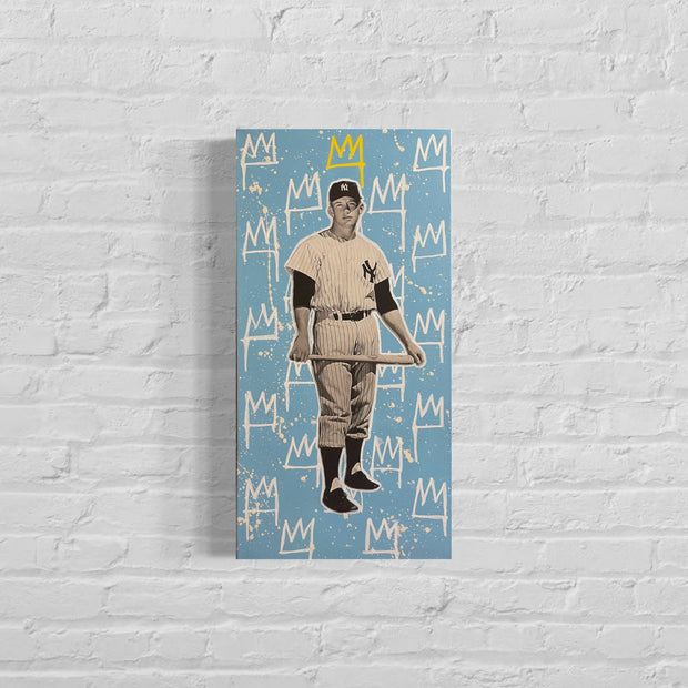 Mickey Mantle: King Series, 2022. Original 1/1 Mixed Media on 12x24x1.5in Canvas