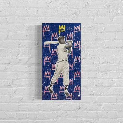 Hank Aaron: King Series, 2022. Original 1/1 Mixed Media on 12x24x1.5in Canvas