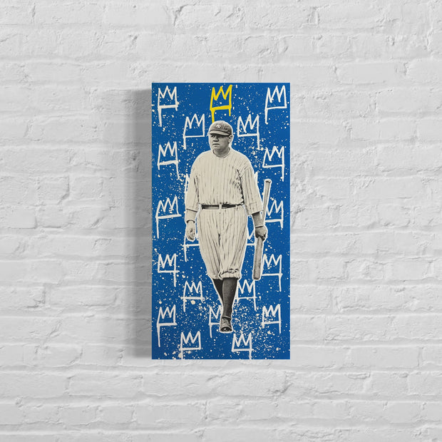 Babe Ruth: King Series, 2022. Original 1/1 Mixed Media on 12x24x1.5in Canvas