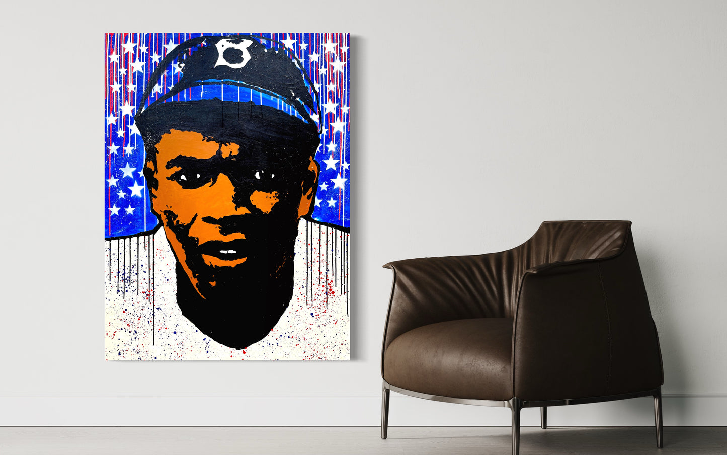 Jackie Robinson “American Hero” Series, 2023. Original 1/1 art on 36x48x3/4in Canvas.