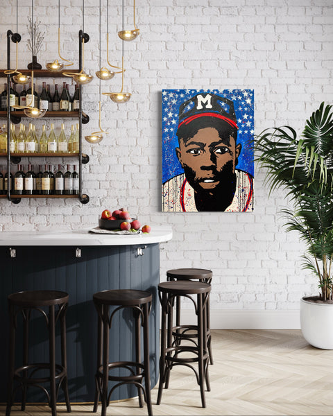 Hank Aaron “American Hero” Series, 2023. Original 1/1 art on 36x48x3/4in Canvas