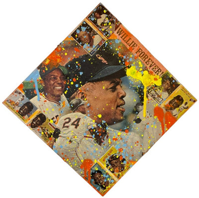 Willie Mays 1/1 Original 12X12 Mixed Media on Wood Panel