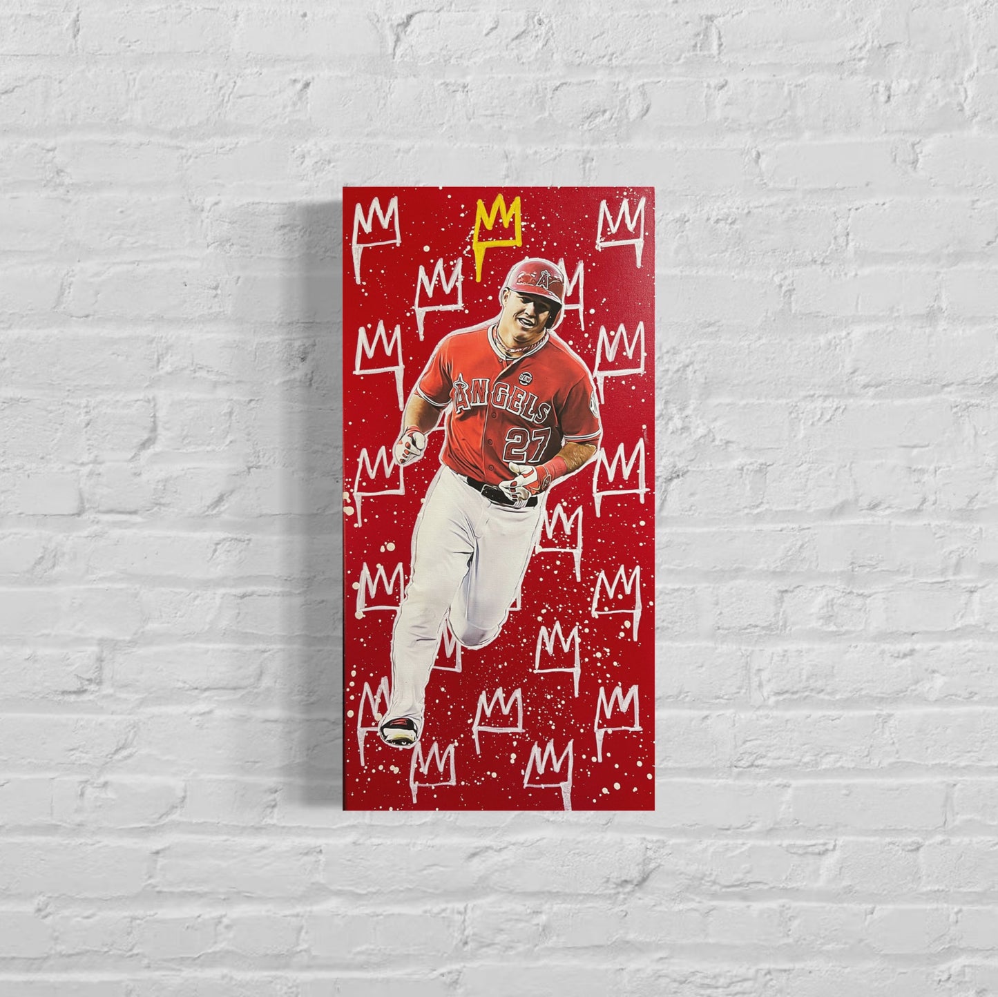Mike Trout: King Series, 2022. Original 1/1 Mixed Media on 12x24x1.5in Canvas