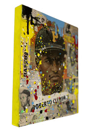 Roberto Clemente 1/1 Original 11X14 Mixed Media on Wood Panel