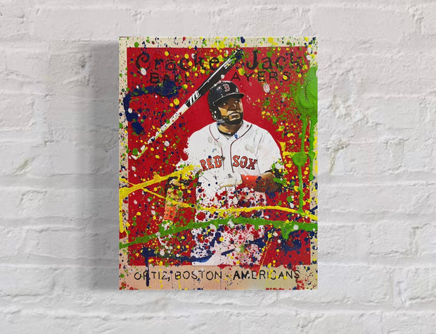 David Ortiz Cracker Jack, 2022. 1/1 Original Art on 11x14x1.5in Wood Panel